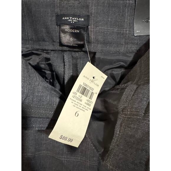 Ann Taylor Modern Fit Trouser Gray Plaid Size 6 NWT - Picture 6 of 7